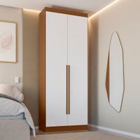 Guarda-Roupa Solteiro Andorra 2 Portas 2 Gavetas Freijó/Branco - Pnr Móveis