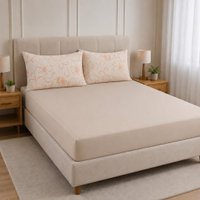 Jogo de Cama Casal Sensação 3 pçs Malha 100% Poliéster 138x188x30cm Bene Casa Bege