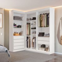 Closet Casal Modulado Andorra 6 Gavetas 8 Prateleiras Branco - Pnr Móveis
