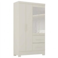 Guarda Roupa Solteiro 4 Portas Com Espelho Primor 121X209 cm Branco Absoluto ZANZ