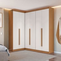 Guarda-Roupa Casal Modulado Andorra 6 Portas 6 Gavetas Freijó/Branco - Pnr Móveis