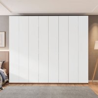 Guarda-Roupa Casal Madrid 8 Portas 6 Gavetas Freijó/Branco - Pnr Móveis