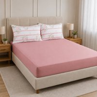 Jogo de Cama Casal Sensação 3 pçs Malha 100% Poliéster 138x188x30cm Bene Casa Rosa