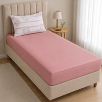 Jogo de Cama Solteiro Sensação 2 pçs Malha 100% Poliéster 88x188x30cm Bene Casa Rosa
