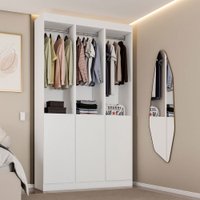 Guarda-Roupa Casal Andorra 3 Portas 15 Prateleiras Branco - Pnr Móveis