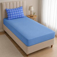 Jogo de Cama Solteiro Sensação 2 pçs Malha 100% Poliéster 88x188x30cm Bene Casa Azul