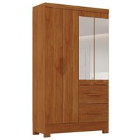 Guarda Roupa Solteiro 4 Portas Com Espelho Primor 121X209 cm Cinamomo ZANZ