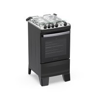 Fogão 4 Bocas Atlas Agile Up com Mesa de Inox a Gás Bivolt - Preto