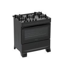 Fogão 5 Bocas Atlas Mônaco Top Glass Mesa de Vidro Preto Bivolt
