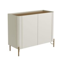Balcão Buffet Bend 99cm em MDF 2 Portas Louro Luna com Pés Metálicos Marin