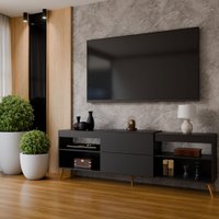 Rack para TV Até 55 Polegadas Florença 1 Porta 2 Prateleiras Preto Fosco - Panorama Móveis