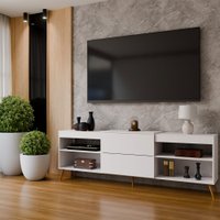 Rack para TV Até 55 Polegadas Florença 1 Porta 2 Prateleiras Branco Fosco - Panorama Móveis