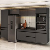 Armário de Cozinha Modulada Completa com Pia Suspensa 313cm Milano Multimóveis MCR2404