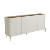 Balcão Buffet Bend 180cm em MDF 4 Portas Louro Luna com Pés Metálicos Marin