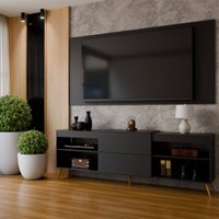 Rack com Painel para TV Até 60 Polegadas Veneza 1 Porta 2 Prateleiras Preto - Panorama Móveis