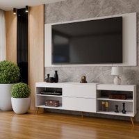 Rack com Painel para TV Até 60 Polegadas Veneza 1 Porta 2 Prateleiras Branco - Panorama Móveis