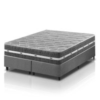 Cama Box King Cinza + Colchão Espuma D45 Ortopédico Zidi Brooklyn 193x203x62cm