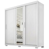 Guarda Roupa Casal 3 Portas de Correr Com Espelho Confo 190 cm Branco Absoluto ZANZ