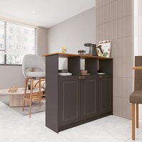 Bancada Balcão Ilha Gourmet Para Cozinha 114cm 3 Portas Com Nichos Hera Fidelitá Chumbo