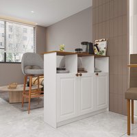 Bancada Balcão Ilha Gourmet Para Cozinha 114cm 3 Portas Com Nichos Hera Fidelitá Branco