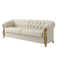 Sofá Living Capitone 2 Lugares Milano 188 cm Pes Madeira Courino TCS 725 MOLL