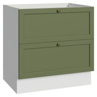 Balcão de Cozinha 80 cm 2 Gavetas (Sem Tampo) Branco/Verde Vik Madesa