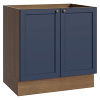 Balcão de Cozinha 80 cm 2 Portas (Sem Tampo) Rustic/Azul Vik Madesa