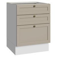 Balcão de Cozinha 60 cm 3 Gavetas (Sem Tampo) Branco/Crema Vik Madesa
