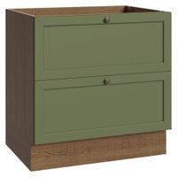 Balcão de Cozinha 80 cm 2 Gavetas (Sem Tampo) Rustic/Verde Vik Madesa
