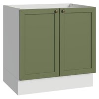 Balcão de Cozinha 80 cm 2 Portas (Sem Tampo) Branco/Verde Vik Madesa