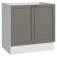 Balcão de Cozinha 80 cm 2 Portas (Sem Tampo) Branco/Cinza Vik Madesa