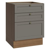 Balcão de Cozinha 60 cm 3 Gavetas (Sem Tampo) Rustic/Cinza Vik Madesa