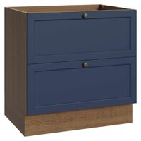 Balcão de Cozinha 80 cm 2 Gavetas (Sem Tampo) Rustic/Azul Vik Madesa