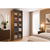Guarda Roupa Modulado Casal Armário 2Pt Vidro Liga Graf Kappesberg