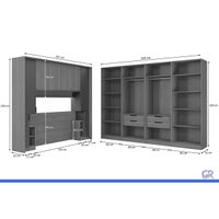 Quarto Modulado Solteiro Liga 9Peças 8Pts QM34 Off Kappesberg