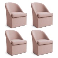 Kit 4 Poltronas Decorativas Malli Boucle - Pallazio Cor:Rosa
