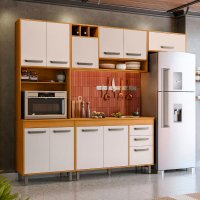 Cozinha Compacta Malta 4 Peças Freijó e Off Acetinado com Tampo - Pallazio