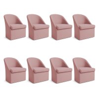 Kit 8 Poltronas Decorativa Malli Veludo - Pallazio Cor:Rosê