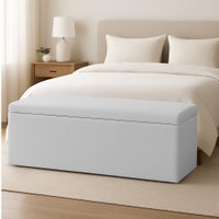 Calçadeira Baú Estofada Queen 1,60m Vancouver Boucle Luxo Cor:Cinza