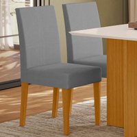 Kit 2 Cadeiras de Jantar Josi Suede Base Freijó - Pallazio Cor:Cinza
