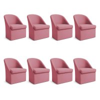 Kit 8 Poltronas Decorativa Malli Veludo - Pallazio Cor:Rosa