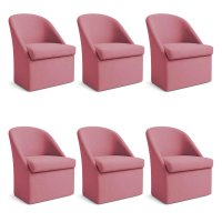 Kit 06 Poltronas Decorativas Malli Suede - Pallazio Cor:Rosa