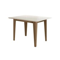 Mesa de Jantar Kate 120cm Carvalho e Off White Com Vidro - Pallazio