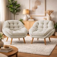 Kit 2 Poltronas Chicago Pés Palito Veludo - Pallazio Cor:Bege