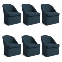 Kit 06 Poltronas Decorativas Malli Suede - Pallazio Cor:Azul Marinho