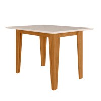 Mesa de Jantar Kate 120cm Freijó e Off White Com Vidro