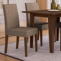 Kit 2 Cadeiras de Jantar Jade Suede Capuccino Base Amêndoa - Pallazio