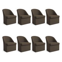 Kit 8 Poltronas Decorativas Malli Linho - Pallazio Cor:Marrom