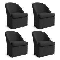 Kit 4 Poltronas Decorativas Malli Boucle - Pallazio Cor:Preto