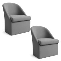 Kit 2 Poltronas Decorativas Malli Linho - Pallazio Cor:Cinza
